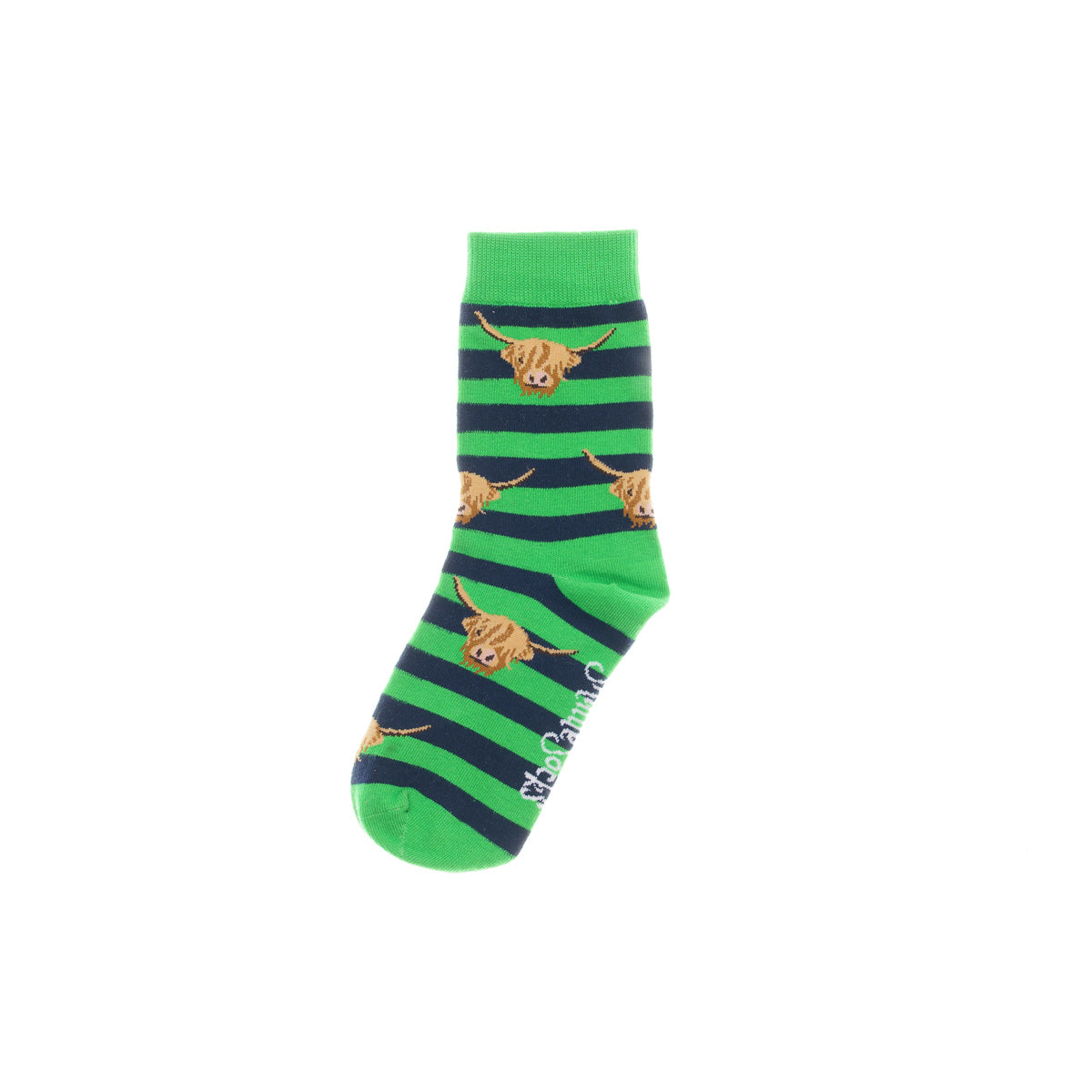 Green and Navy Highland Cow Socks - Children's