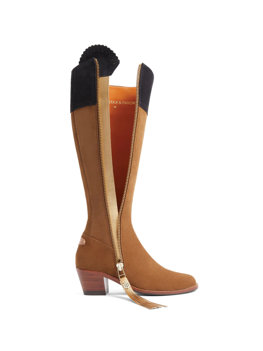 Heeled Regina Tan/Navy Suede - 10 Year Anniversary Collection