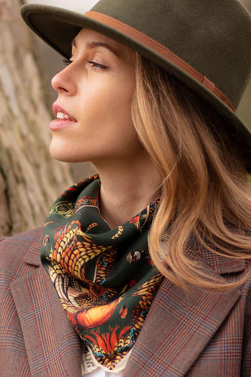 Silk Scarf 'Heads or Tails' - Khaki
