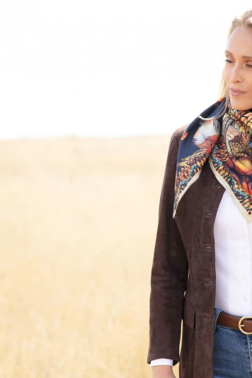 Silk Scarf 'Heads or Tails' - Navy