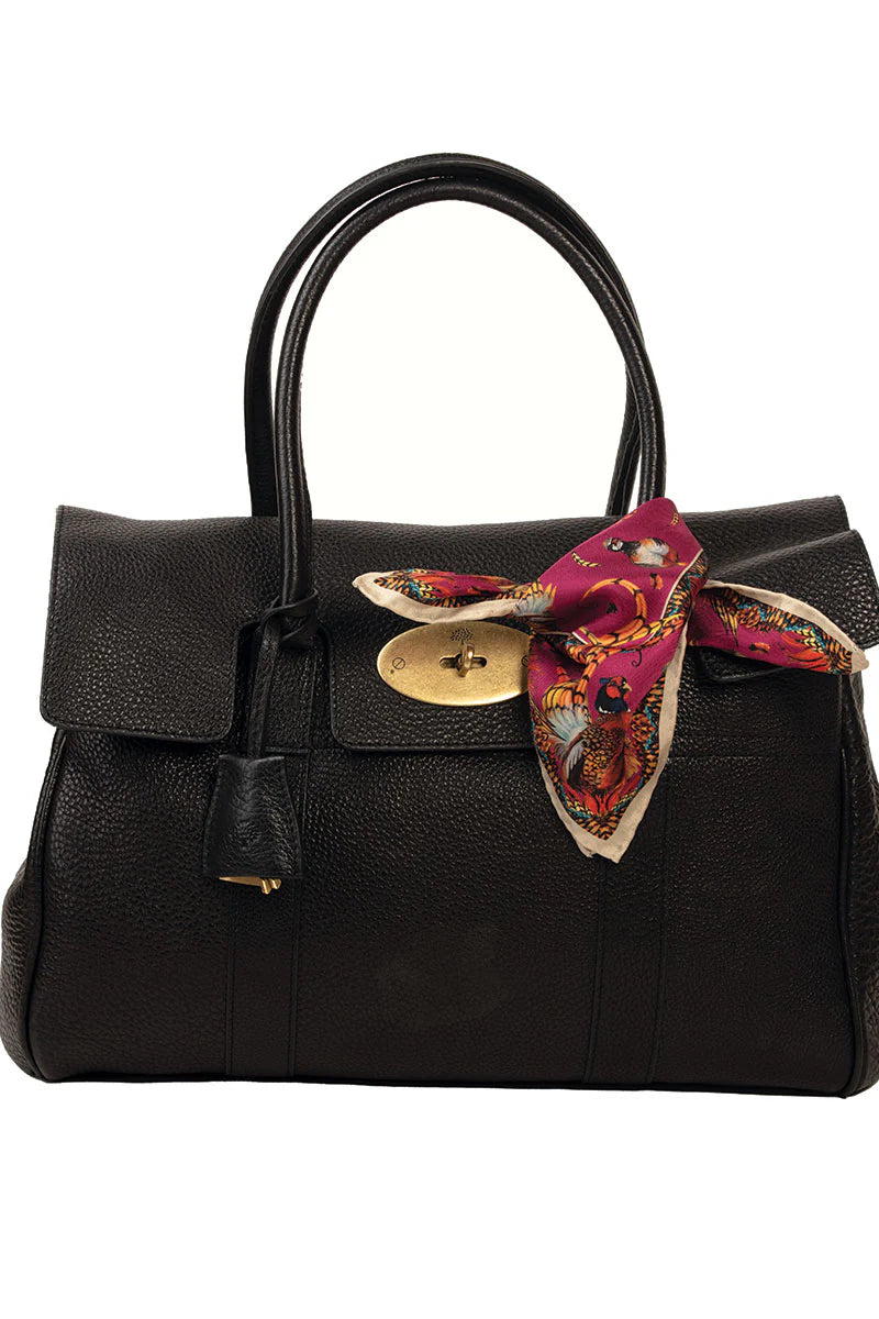 Mini Square Silk Scarf 'Heads or Tails' - Mulberry