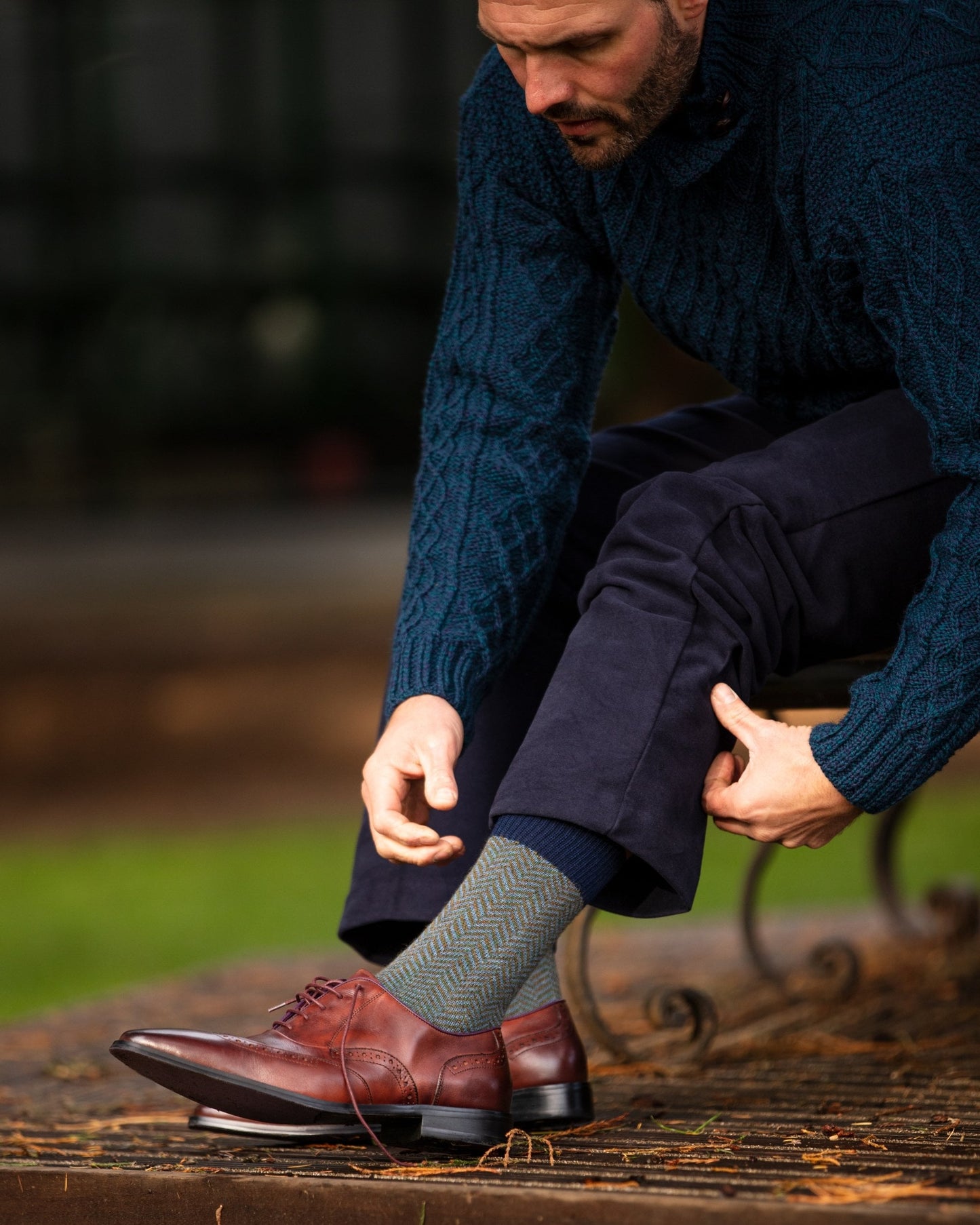 Herringbone Short Socks - Navy