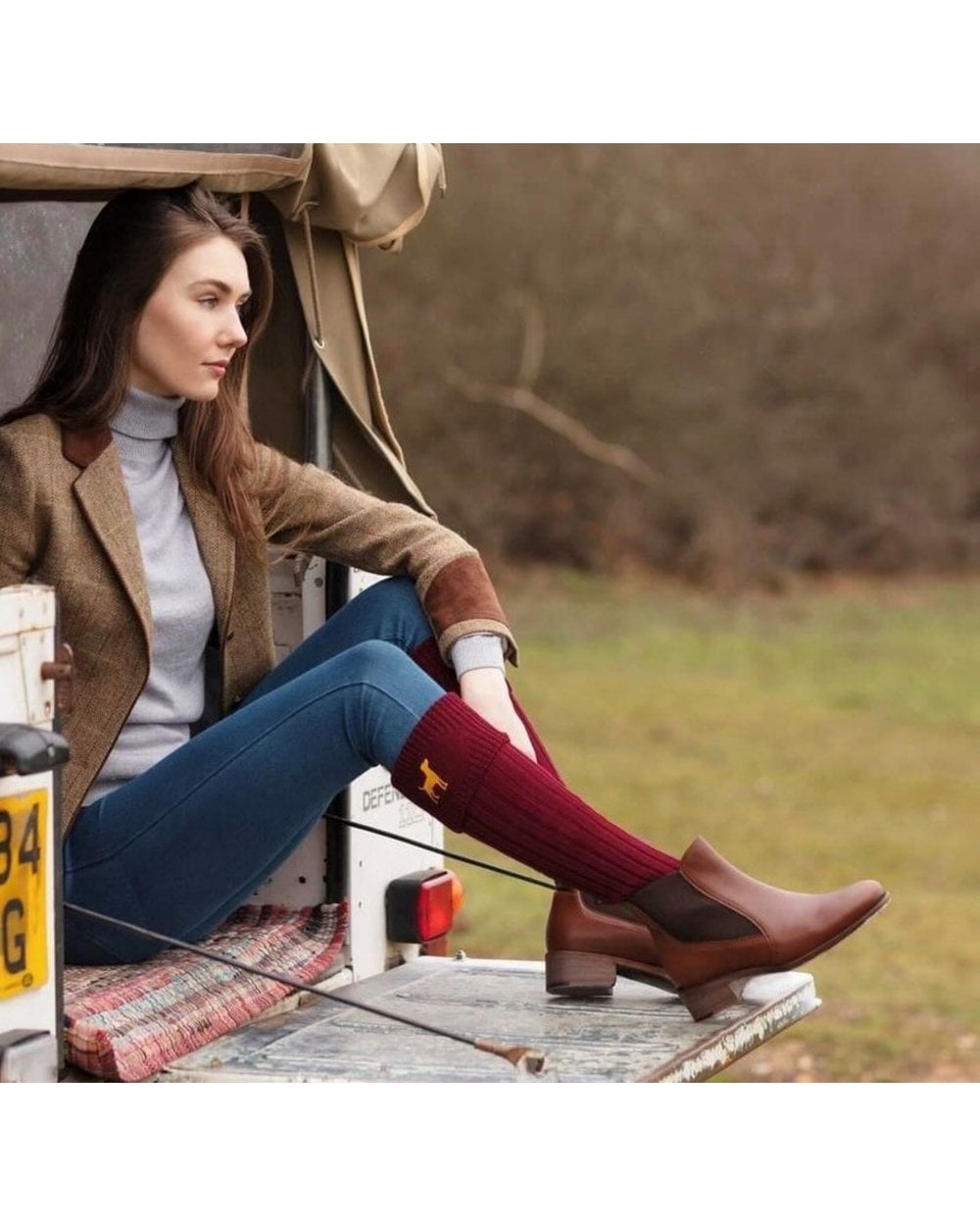Lady Buckminster Socks - Burgundy - Terrier