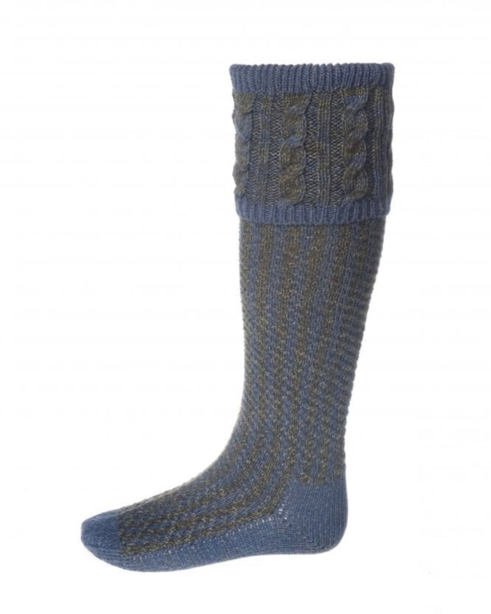 Reiver Shooting Socks with Garter Ties - Blue Lovat