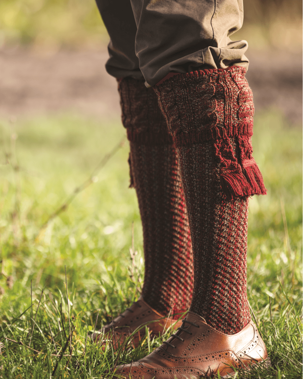 Reiver Shooting Socks with Garter Ties - Merlot