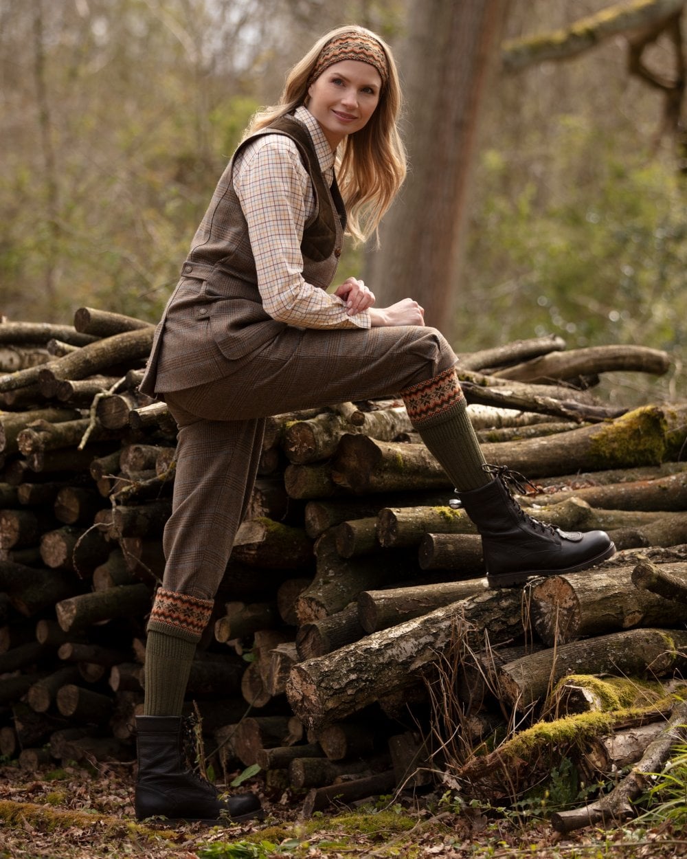 Lady Fairisle Socks - Dark Olive