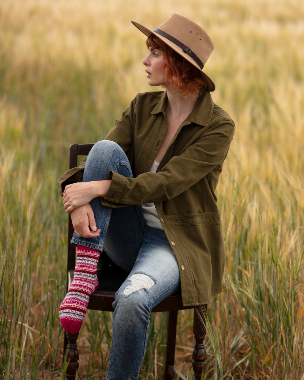 Lady Fairisle Short Socks - Fuchsia