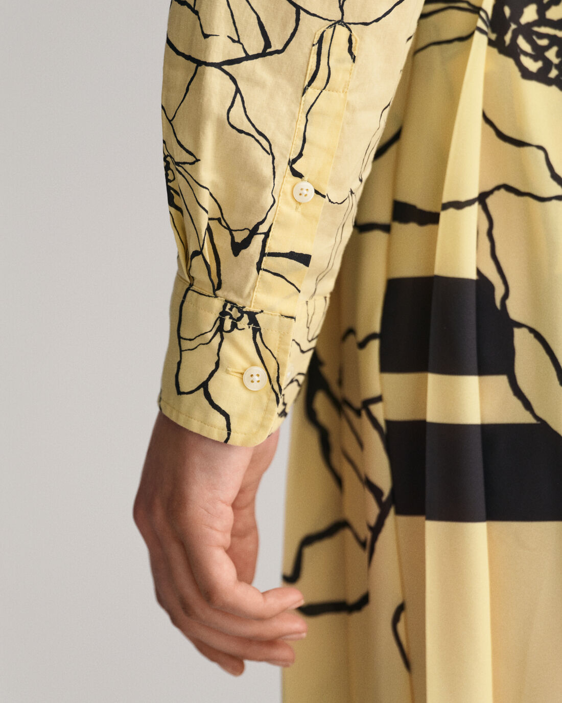 Regular Fit Line Drawing Cotton Voile Shirt - Dusty Light Yellow