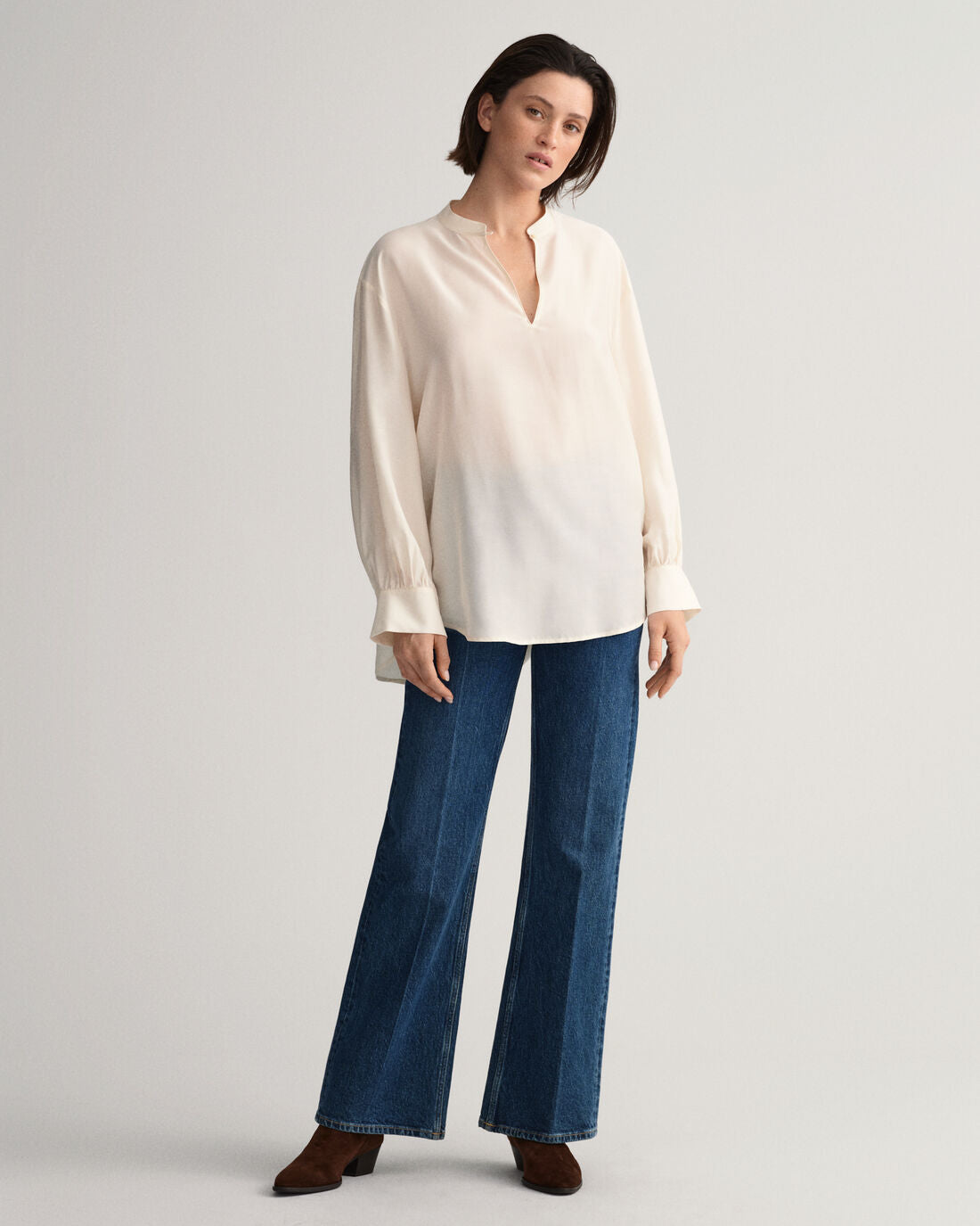 Lyocell Silk Pop Over Blouse - Linen