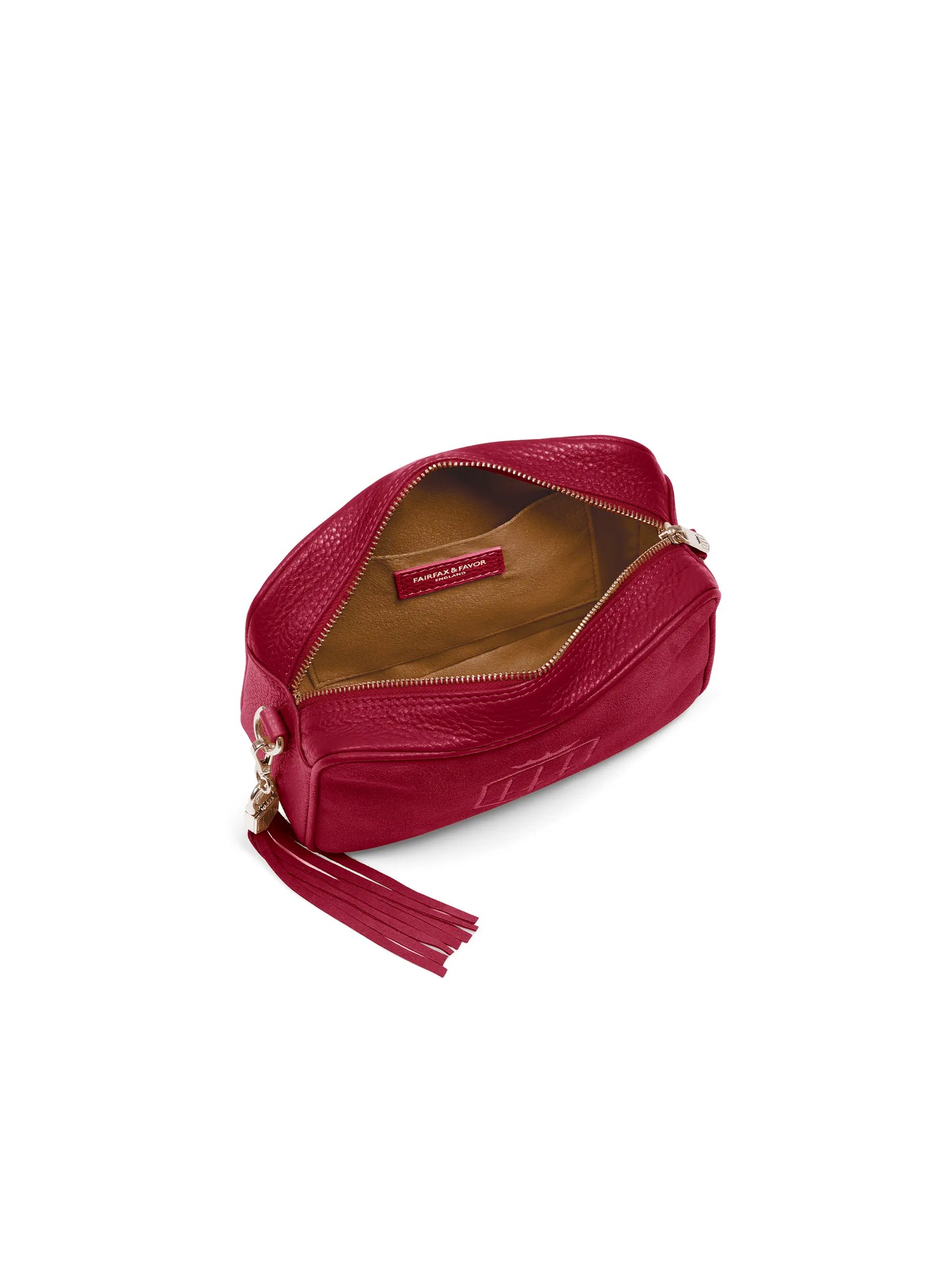 Finsbury Cross Body Bag - Cherry Suede