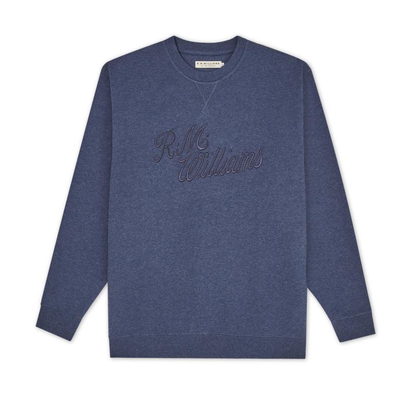 Men's Script Crew Neck - Dark Blue Marle