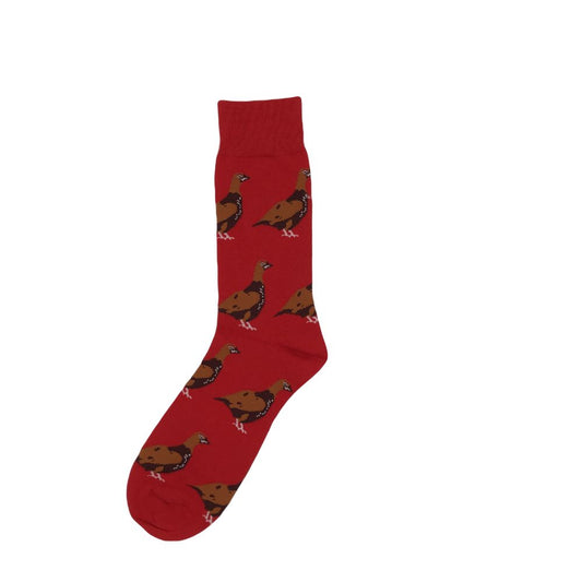 Red Standing Grouse Socks - Adult