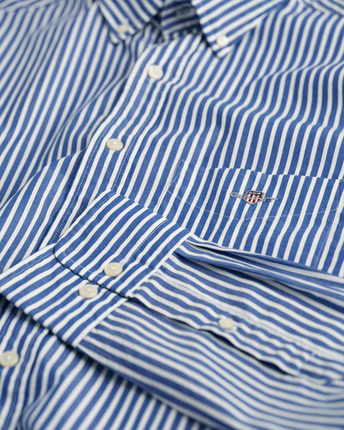 Regular Fit Striped Poplin Shirt - College Blue
