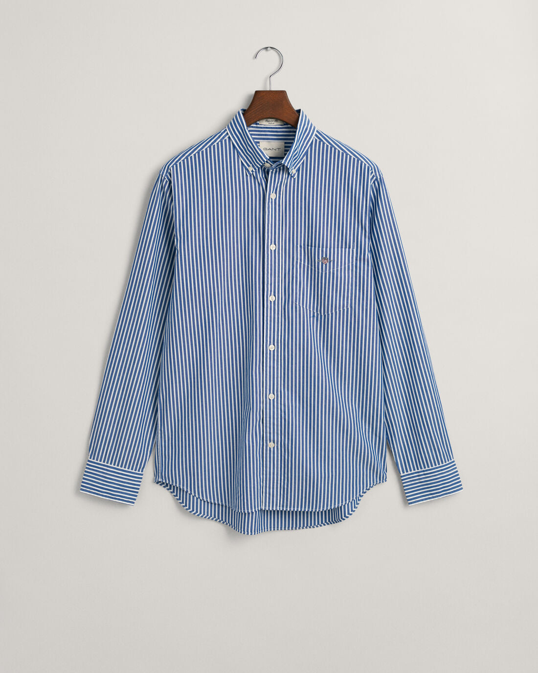 Regular Fit Striped Poplin Shirt - College Blue