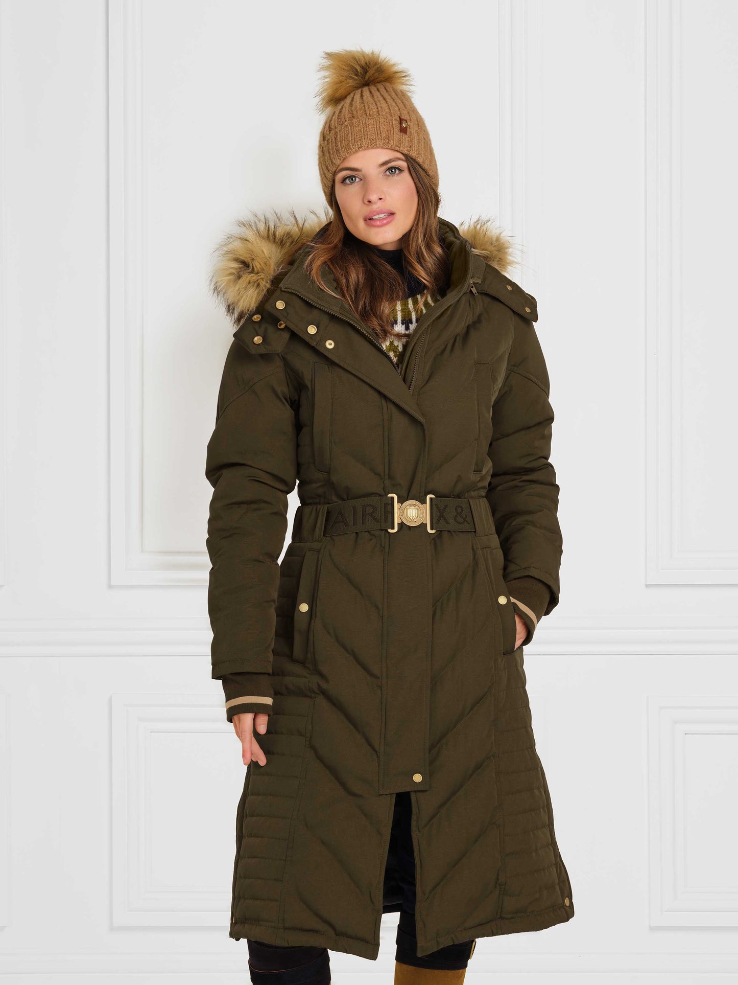 The Charlotte Padded Longline Coat - Khaki