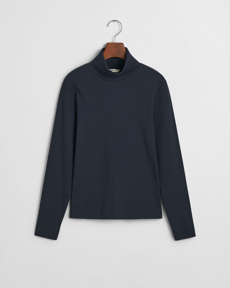 Ribbed Long Sleeve Turtleneck Top - Evening Blue