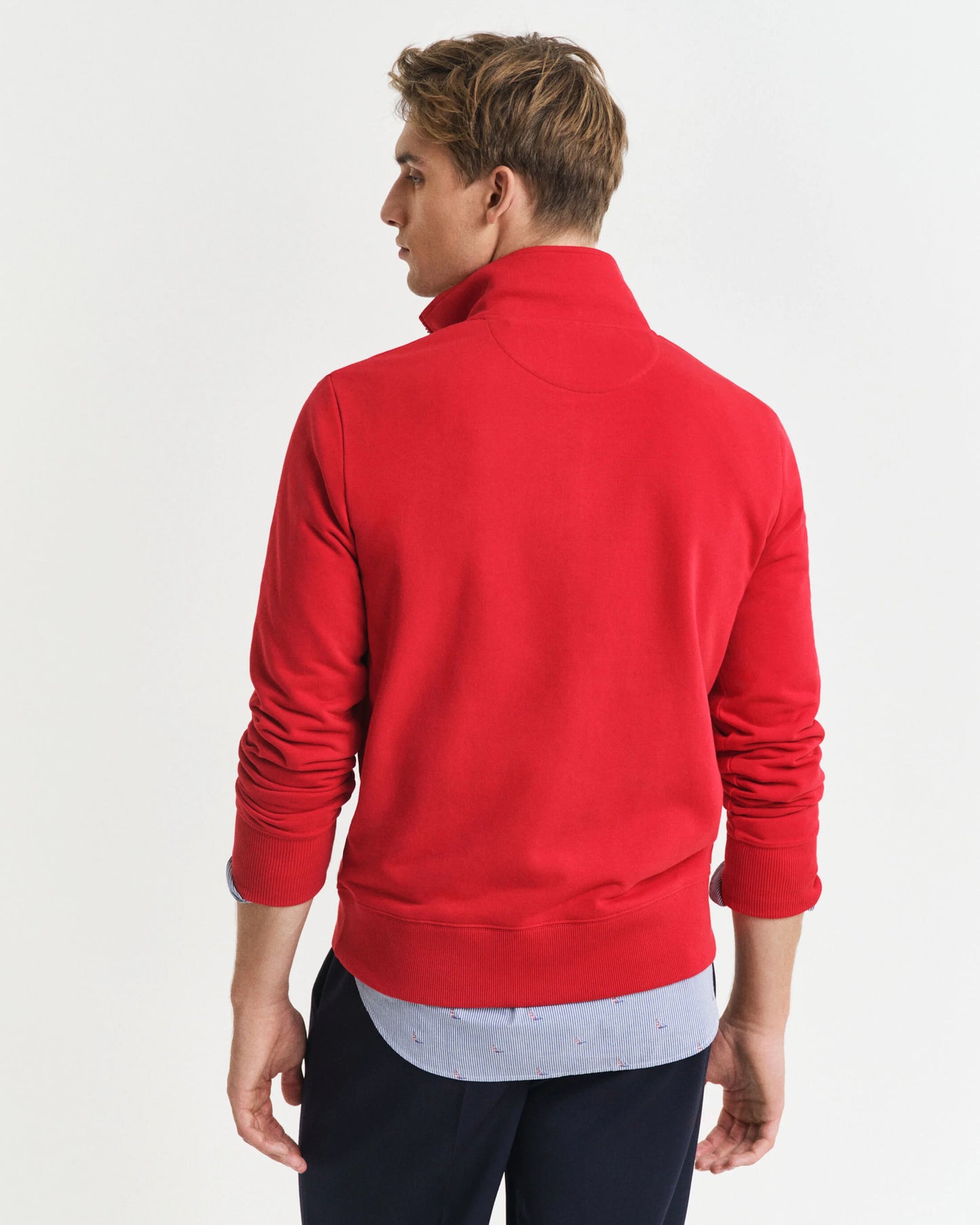 Contrast Half-Zip Sweatshirt - Ruby Red