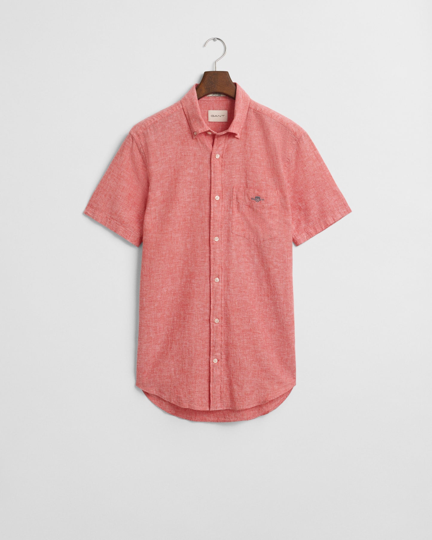 Men's Cotton Linen Short Sleeve Shirt - Sunset Pink