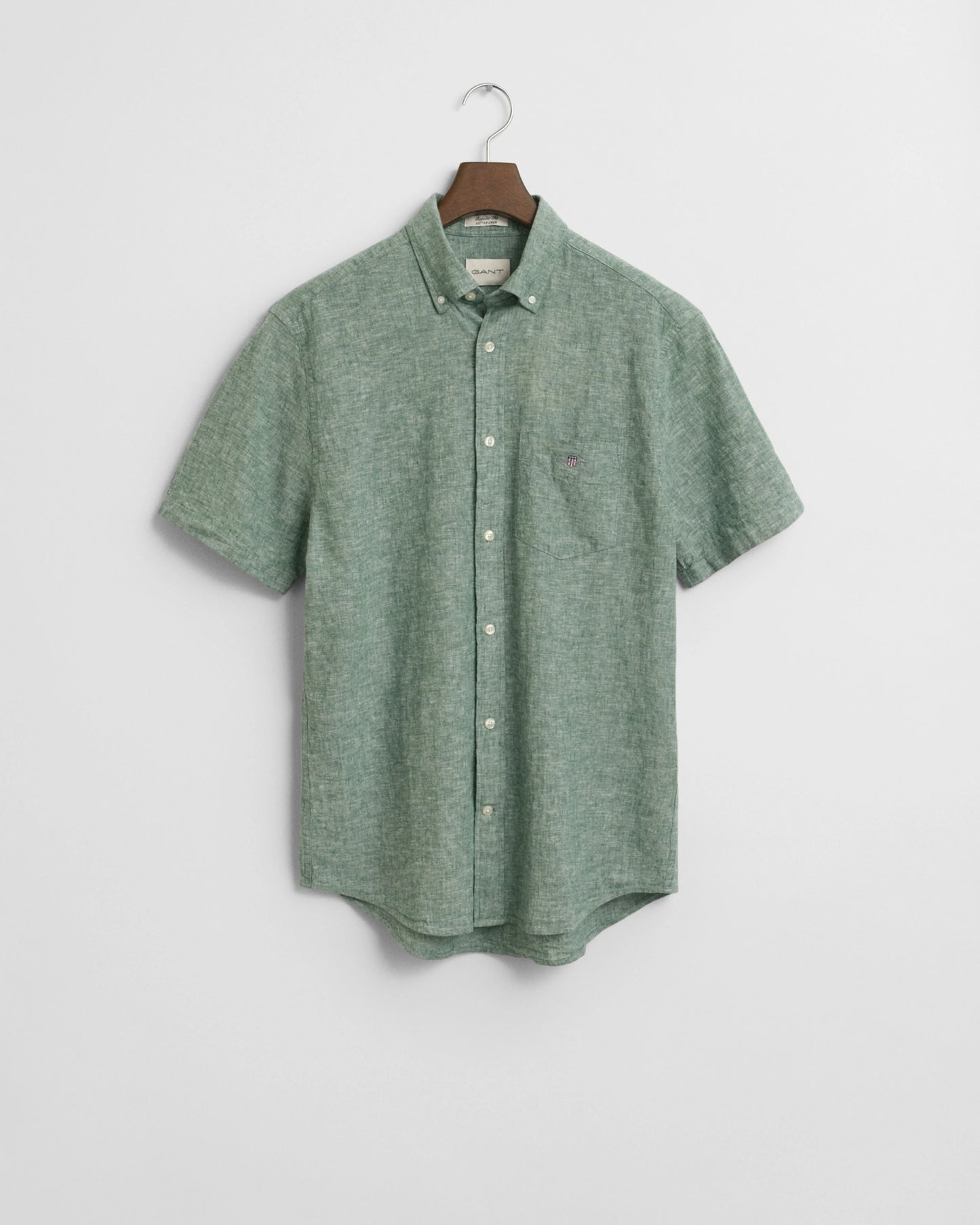 Men's Cotton Linen Short Sleeve Shirt - Pine Green