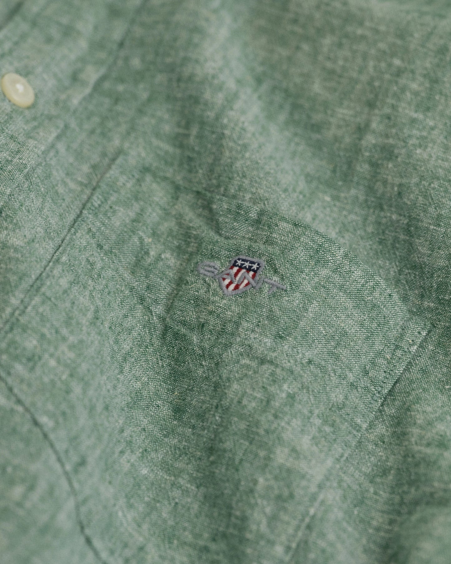 Men's Cotton Linen Short Sleeve Shirt - Pine Green