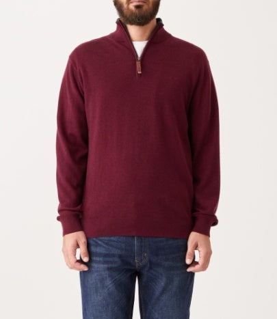Ernest 1/4 Zip Merino Knit - Burgundy