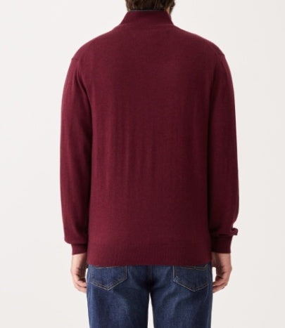 Ernest 1/4 Zip Merino Knit - Burgundy