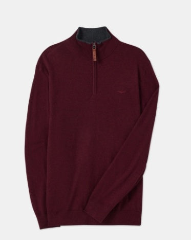 Ernest 1/4 Zip Merino Knit - Burgundy