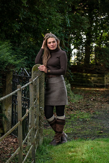 Henrietta Skirt - Mocha Herringbone