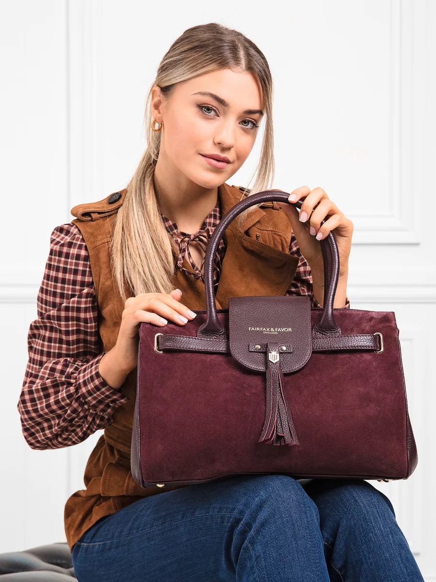 Windsor Handbag - Plum Suede