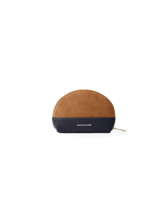 Chiltern Coin Purse - Tan/Navy Suede