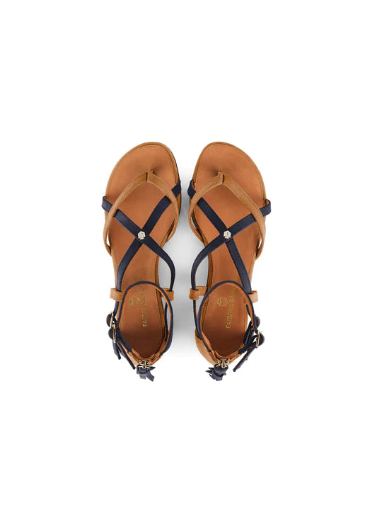 Brancaster Sandal - Tan/Navy Suede