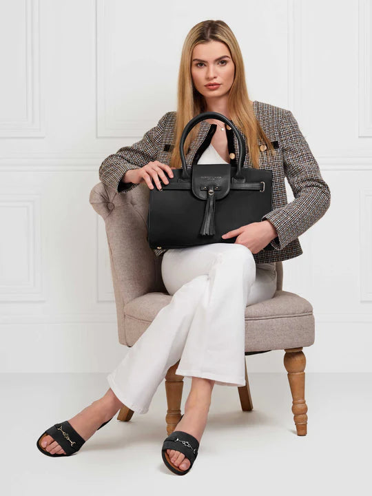 Windsor Handbag - Black Suede