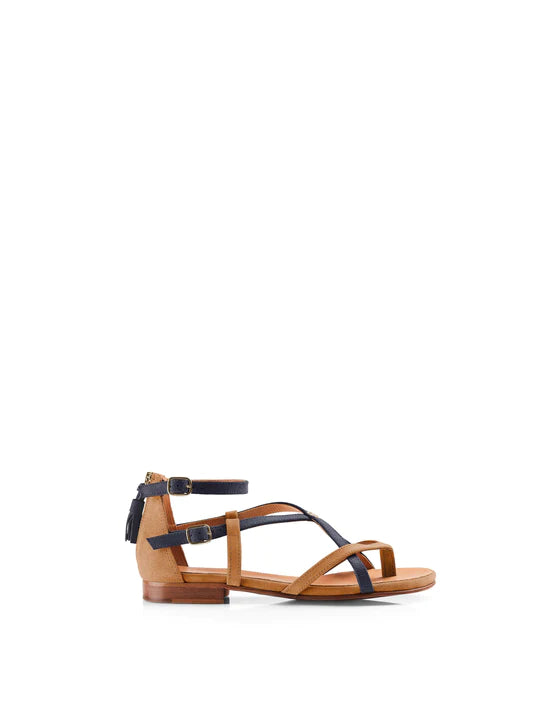 Brancaster Sandal - Tan/Navy Suede