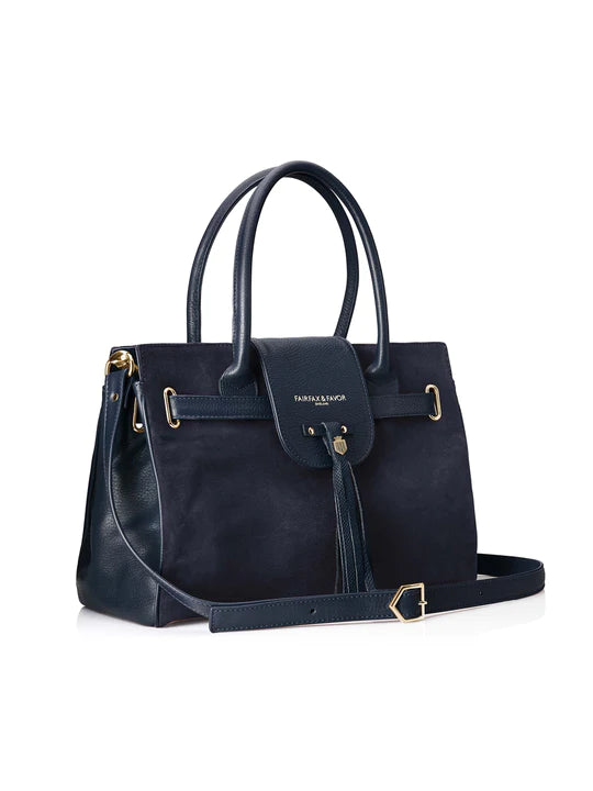 Windsor Handbag - Navy Suede