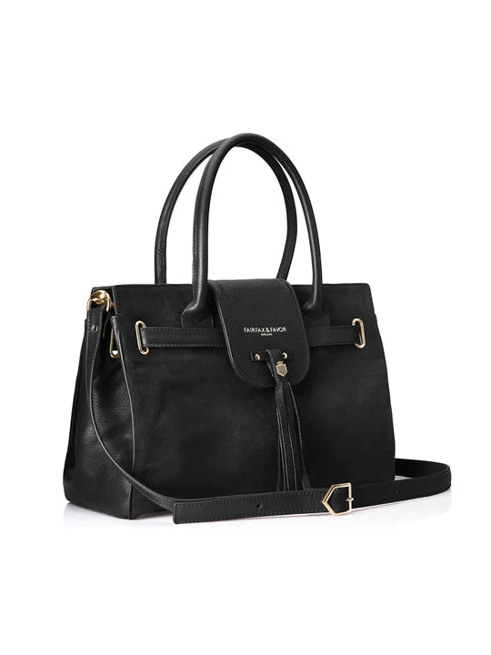 Windsor Handbag - Black Suede