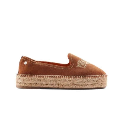 Saint Tropez Embroidered Jaguar Espadrille - Tan Suede - LAST PAIR