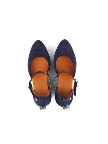 Monaco Wedge - Navy Suede