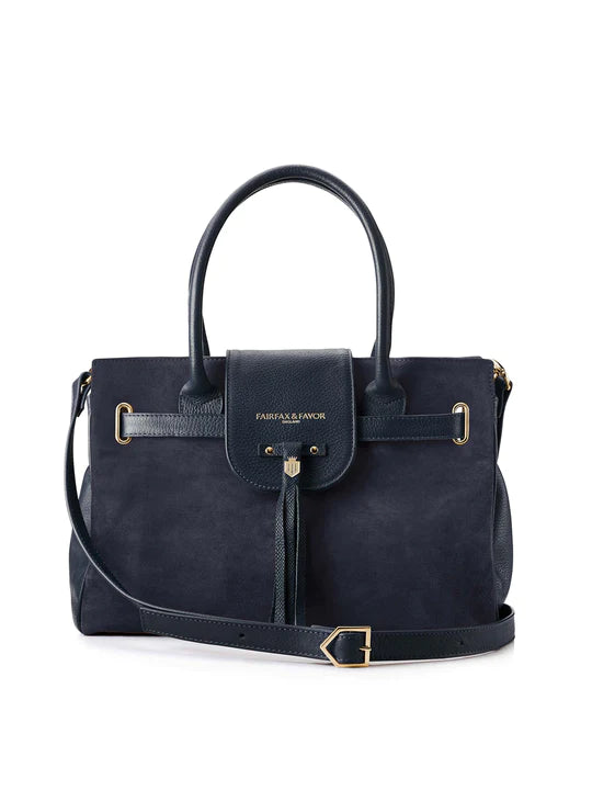 Windsor Handbag - Navy Suede