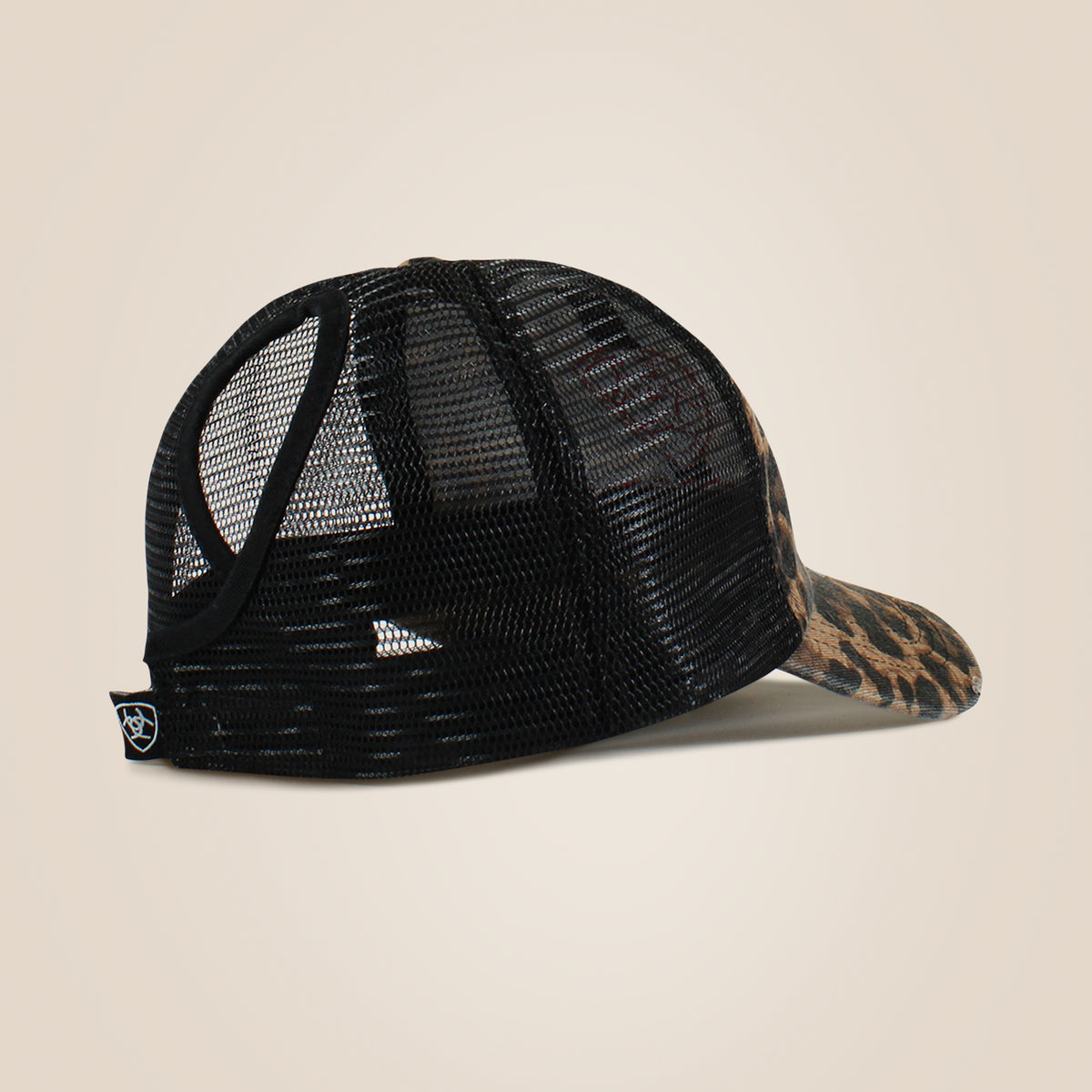Women's Embossed Logo Cheetah Print Cap - Black