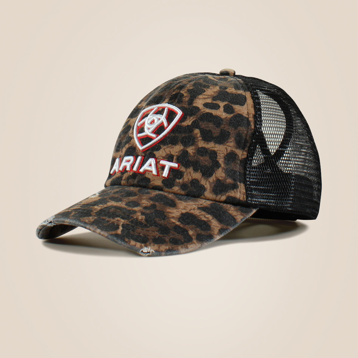 Women's Embossed Logo Cheetah Print Cap - Black