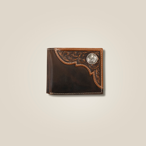 Filigree Corner Bifold Wallet - Brown