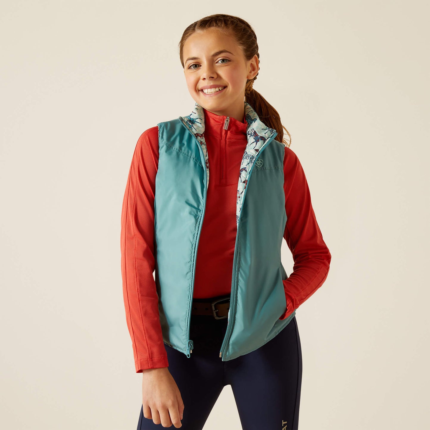 Kids' Bella Reversible Insulated Gilet - Painted Ponies/Brittany Blue