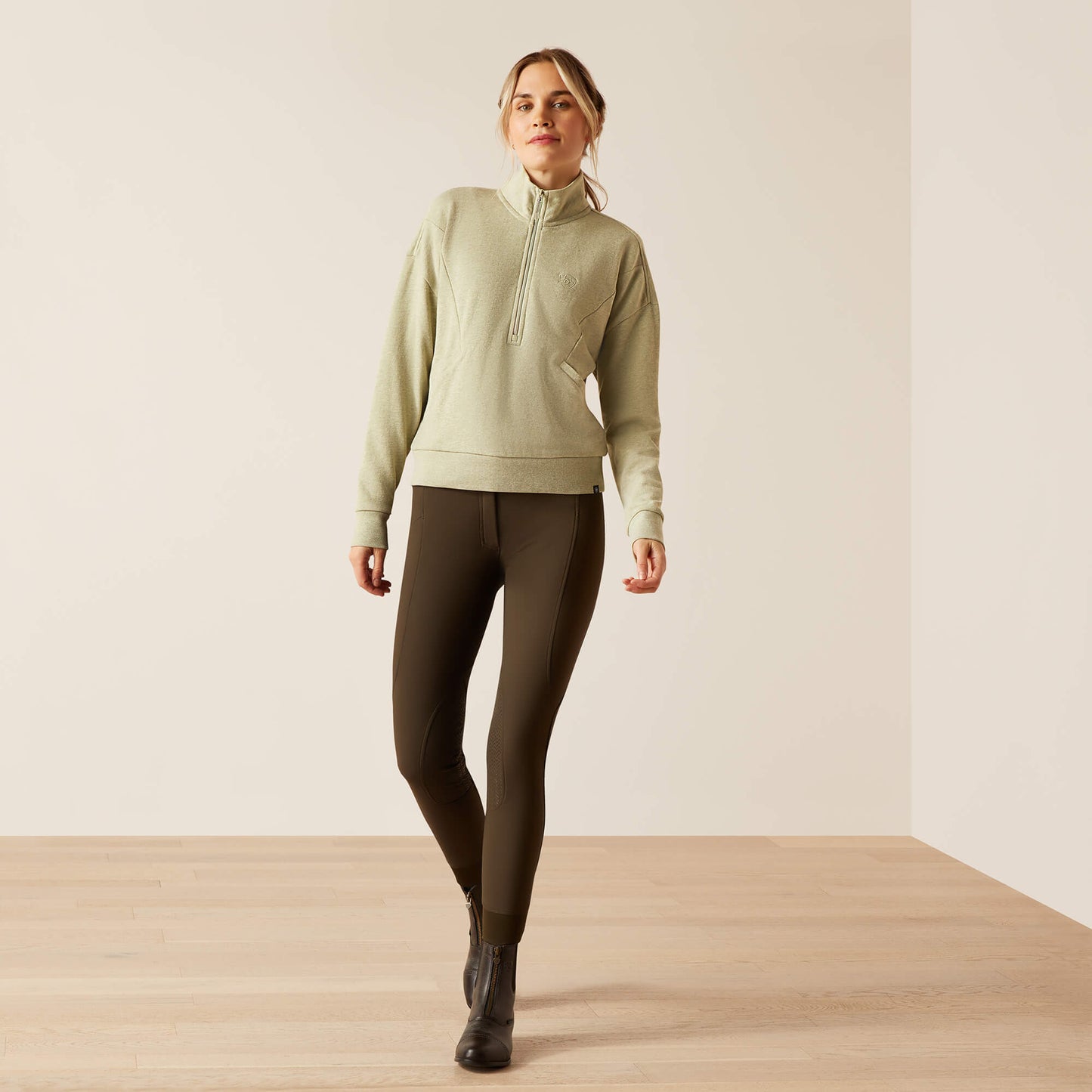 Friday Cotton 1/2 Zip Sweatshirt - Heather Laurel Green