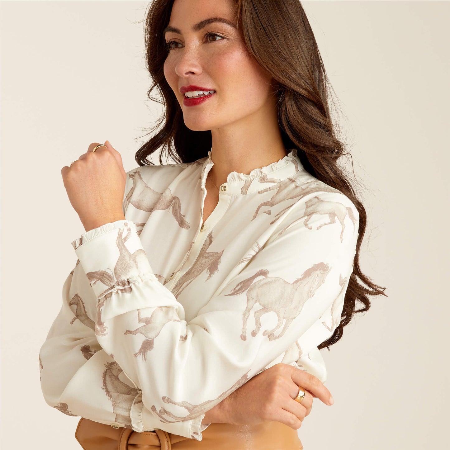 Clarion Blouse - Sepia Horse Print