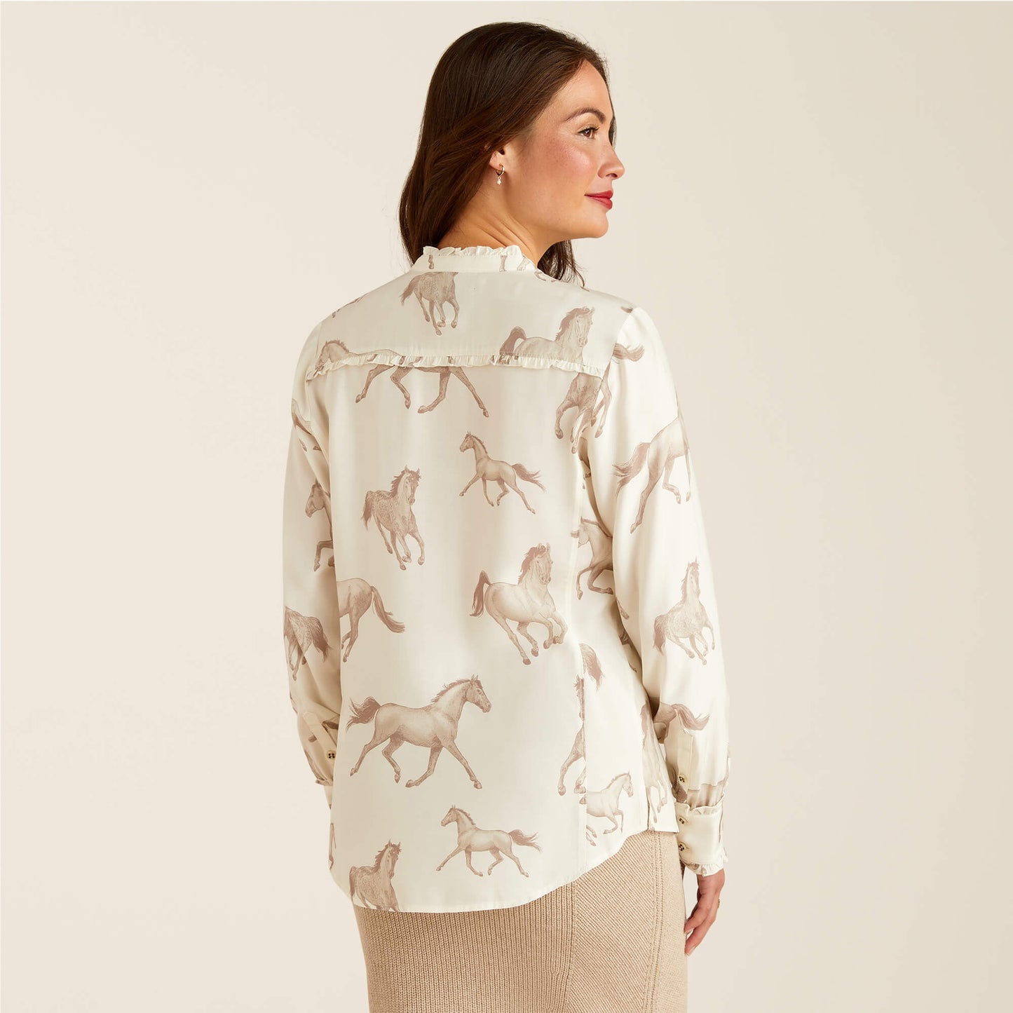 Clarion Blouse - Sepia Horse Print