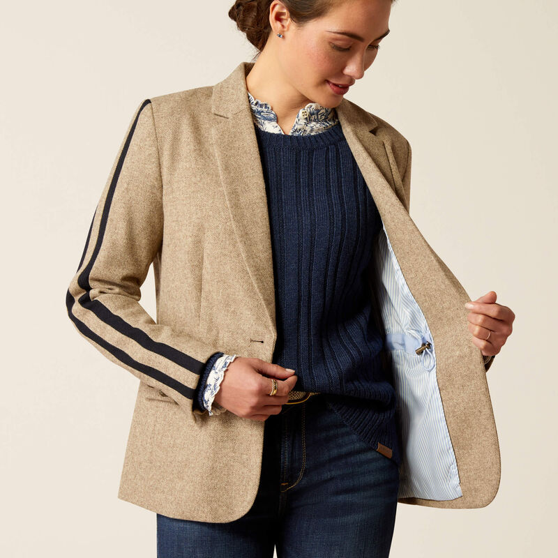 Dornie Wool Blazer - Camel Herringbone