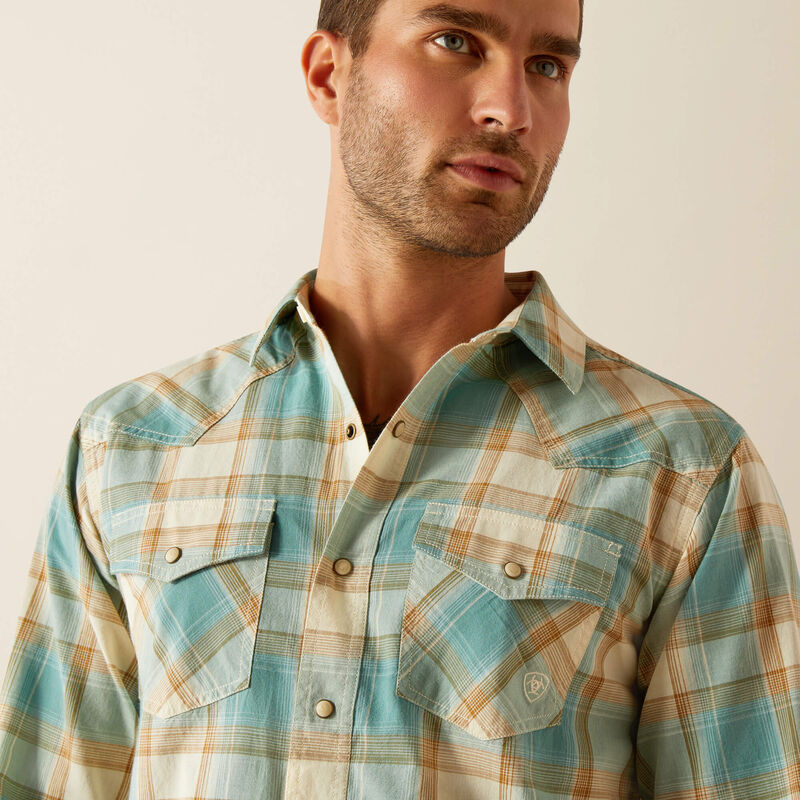 Hardin Retro Fit Western Shirt - Turquoise