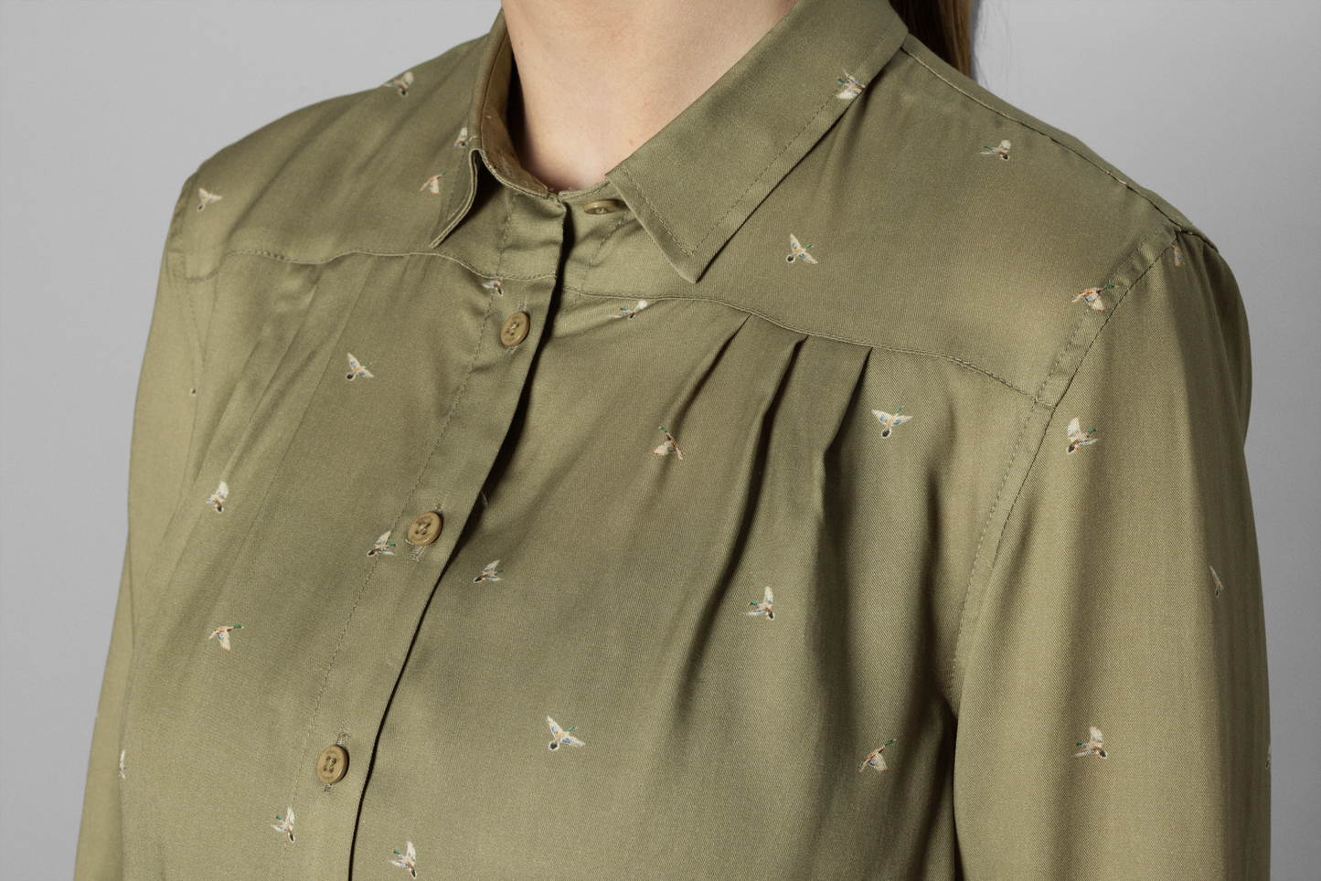 Abigail L/S Shirt - Dust Green/Flying Ducks