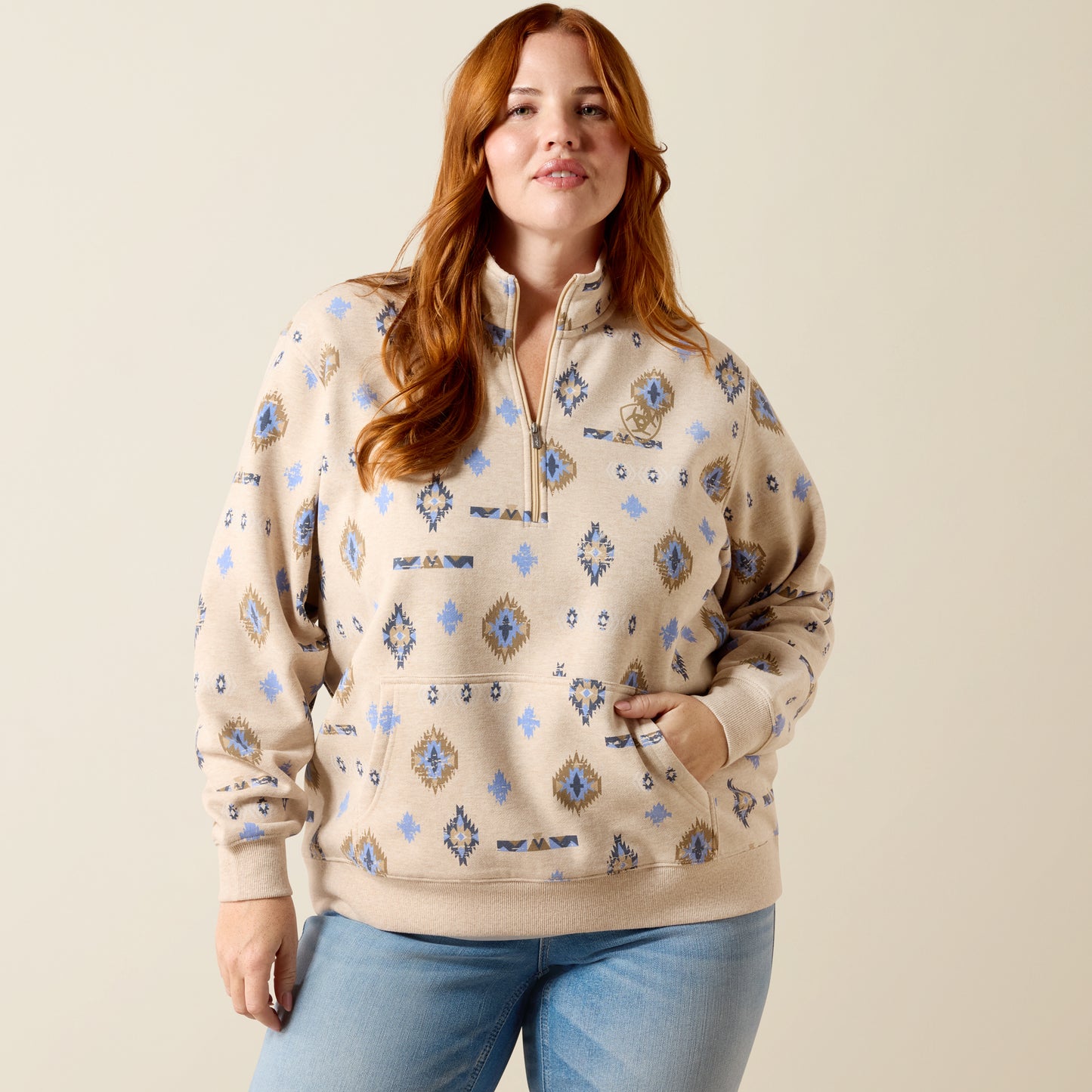 Sapphire 1/2 Zip Sweatshirt - Oatmeal Heather