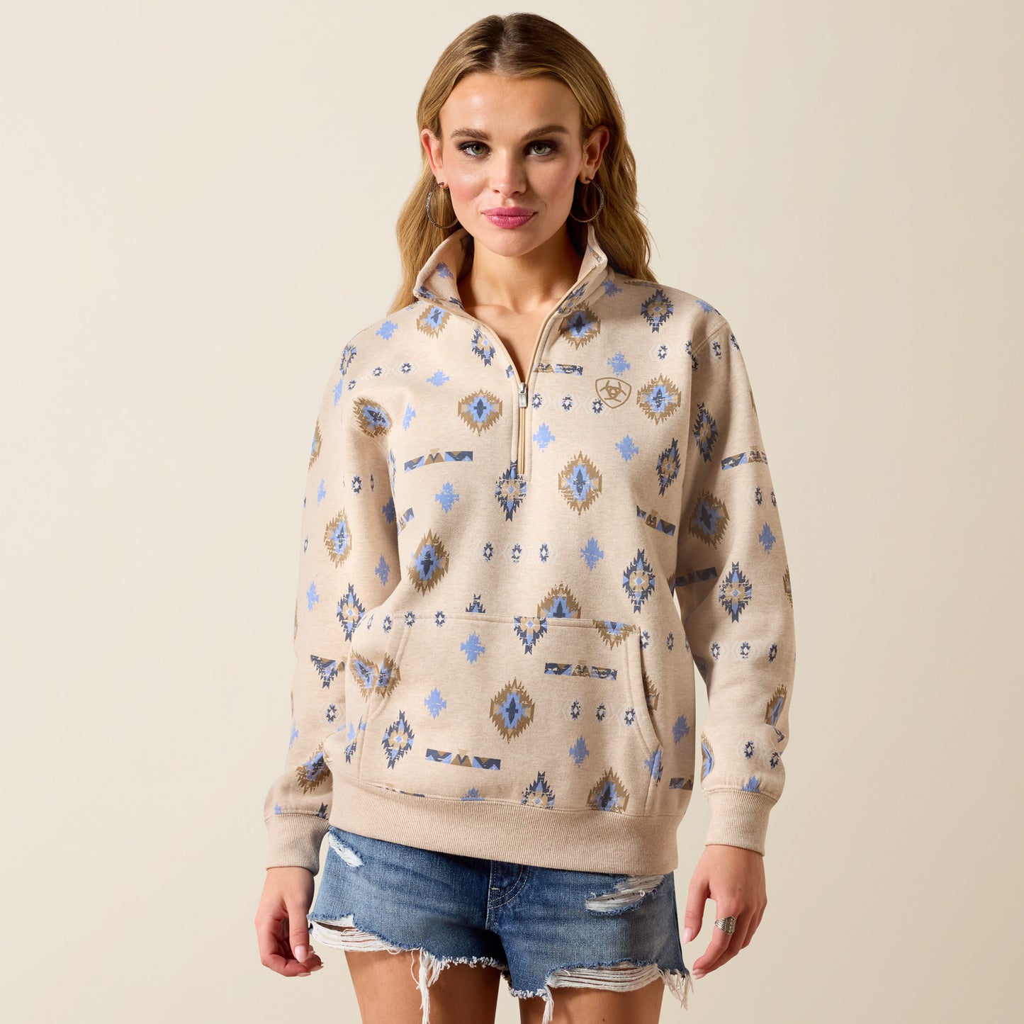 Sapphire 1/2 Zip Sweatshirt - Oatmeal Heather